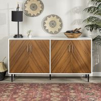 Walker Edison - 58” Mid Century Modern Faux Bookmatch Buffet/TV Stand Fits Most TVs up to 65