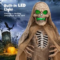 Costway - Lighted and Animated Halloween Decoration 67” Outdoor Halloween Skeleton w/ LED Creepy ... - Alternate Views