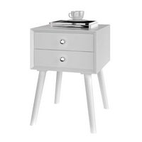 Costway - End Table with Drawers and Storage Wooden Mid-Century Accent Side Table - White - Alternate Views