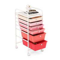 Costway - 6 Drawer Rolling Storage Cart Scrapbook Paper Office Organizer - Gradient Pink - Alternate Views