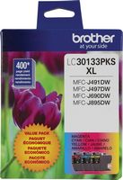 Brother - LC30133PKS XL High-Yield 3-Pack Ink Cartridges - Cyan/Magenta/Yellow - Alternate Views