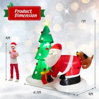 Costway 7FT Blowup Christmas Tree with Santa Claus Chased by Dog Inflatable Decoration - Multicolor - Alternate Views