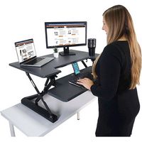 Victor - Adjustable Standing Desk Convertor with Keyboard Tray - Charcoal Gray And Black - Alternate Views