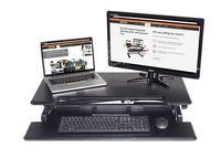 Victor - Height Adjustable Compact Standing Desk Riser with Keyboard Tray - Gray, Black - Alternate Views