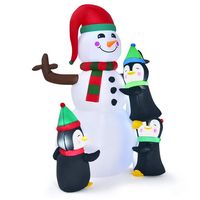 Costway - 6ft Christmas Inflatable Snowman with Penguins Quick Blow up Snowman - Multicolor - Alternate Views