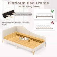 Costway Twin Size Upholstered Daybed Rivet-Tufted Platform Bed with Metal Legs - Beige - Alternate Views