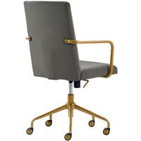 Elle Decor - Giselle Mid-Century Modern Fabric Executive Chair - Gold/Light Gray Velvet - Alternate Views