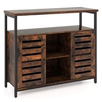 Costway Buffet Cabinet Industrial Sideboard Storage Cabinet with Push-to-Open Slatted Door - Rust... - Alternate Views