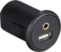 Metra - Install Bay Snap-In USB and AUX Adapter with 4.92' Extension Cable - Black - Alternate Views
