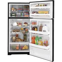 GE - 16.6 Cu. Ft. Top-Freezer Refrigerator with Adjustable Wire Shelves - Black - Alternate Views