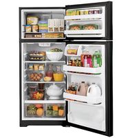 GE - 16.6 Cu. Ft. Top-Freezer Refrigerator with Edge-to-Edge Glass Shelves - Black - Alternate Views