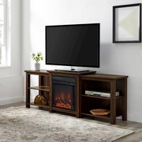 Walker Edison - Traditional Open Storage Tiered Mantle Fireplace TV Stand for Most TVs up to 85