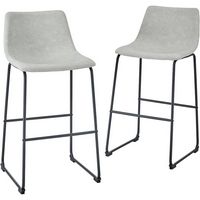 Walker Edison - Industrial Faux Leather Barstool (Set of 2) - Gray - Alternate Views