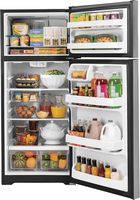 GE - 17.5 Cu. Ft. Top-Freezer Refrigerator with LED Interior Lighting - Stainless Steel - Alternate Views