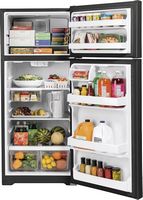 GE - 17.5 Cu. Ft. Top-Freezer Refrigerator with Edge-to-Edge Glass Shelves - Black - Alternate Views