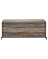 Walker Edison - Sliding Grooved Door Entryway Accent Bench - Grey Wash - Alternate Views