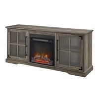 Walker Edison - Farmhouse Glass Door Long Handle Fireplace TV Stand for Most TVs up to 65