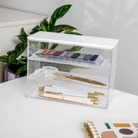 Martha Stewart - Brody Premium Clear Plastic Storage Bins MDF Lid - 7.5
