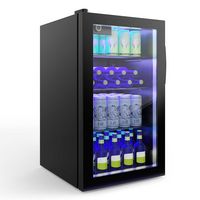 Costway - 120 Can Beverage Refrigerator Beer Wine Soda Drink Cooler Mini Fridge - Black - Alternate Views
