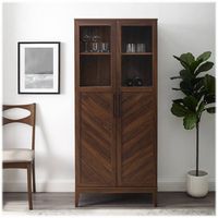 Walker Edison - Storage Armoire Bookcase Cabinet - Dark Walnut - Alternate Views