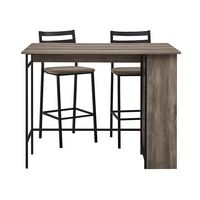 Walker Edison - Rectangular Drop Leaf MDF Counter Table (Set of 3) - Gray Wash - Alternate Views