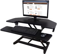Victor - Height Adjustable Corner Standing Desk Riser with Removable Keyboard Tray - Black - Alternate Views