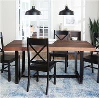 Walker Edison - Rectangular Farmhouse Wood Dining Table (Set of 5) - Mahogany/Black - Alternate Views