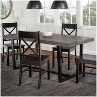 Walker Edison - Rectangular Farmhouse Wood Dining Table (Set of 5) - Gray/Black - Alternate Views