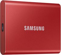 Samsung - T7 2TB External USB 3.2 Gen 2 Portable SSD with Hardware Encryption - Metallic Red - Alternate Views