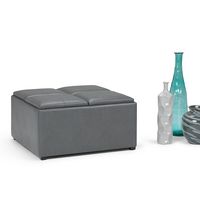 Simpli Home - Avalon 35 inch Wide Contemporary Square Coffee Table Storage Ottoman - Stone Gray - Alternate Views