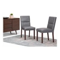 Simpli Home - Ashford 4-Leg Faux Leather and High-Density Foam Dining Chairs (Set of 2) - Stone Gray - Alternate Views