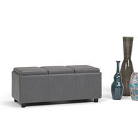 Simpli Home - Avalon 42 inch Wide Contemporary Rectangle Storage Ottoman - Stone Gray - Alternate Views