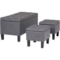 Simpli Home - Dover Rectangular Contemporary Faux Leather Storage Ottoman (Set of 3) - Stone Gray - Alternate Views