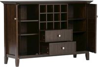 Simpli Home - Bedford Rustic Solid Wood 4-Shelf 2-Drawer Sideboard, Buffet, Credenza, and Wine Ra... - Alternate Views