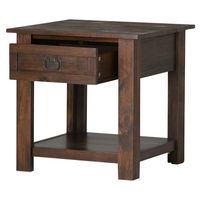 Simpli Home - Monroe Square Rustic Contemporary Solid Acacia Wood 1-Drawer End Side Table - Distr... - Alternate Views