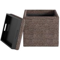 Simpli Home - Rockwood Square Contemporary Tweed Storage Ottoman - Mink Brown - Alternate Views