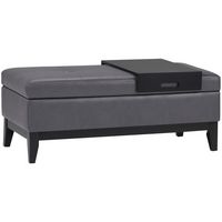 Simpli Home - Oregon Storage Ottoman Bench with Tray - Stone Gray - Alternate Views