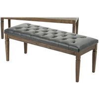 Simpli Home - Waverly Rectangular Traditional Faux Leather/Pine Wood Bench Ottoman - Slate Gray - Alternate Views