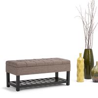 Simpli Home - Saxon 44 inch Wide Traditional Rectangle Storage Ottoman Bench - Fawn Brown - Alternate Views