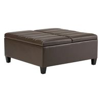 Simpli Home - Ellis Contemporary Wood/Polyurethane Faux Leather Ottoman - Chocolate Brown - Alternate Views