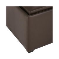 Simpli Home - Avalon Square Contemporary Polyurethane Faux Leather Storage Ottoman - Chocolate Brown - Alternate Views