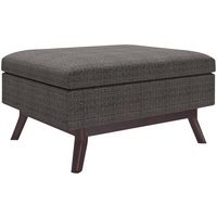 Simpli Home - Owen Rectangular Mid-Century Modern Tweed Ottoman With Inner Storage - Ebony - Alternate Views