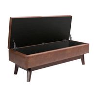 Simpli Home - Owen Rectangular Mid-Century Modern High-Density Foam/Faux Air Leather Ottoman With... - Alternate Views