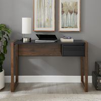 Walker Edison - Modern Fluted Storage Drawer Wood Computer Desk - Black - Alternate Views