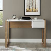 Walker Edison - Modern Fluted Storage Drawer Wood Computer Desk - White - Alternate Views
