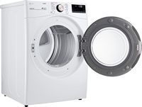 LG - 7.4 Cu. Ft. Stackable Smart Gas Dryer with Steam and Built-In Intelligence - White - Alternate Views