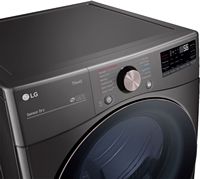 LG - 7.4 Cu. Ft. Stackable Smart Electric Dryer with Steam and Built-In Intelligence - Black Steel - Alternate Views