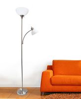 Simple Designs - Floor Lamp with Reading Light - Brushed Nickel - Alternate Views