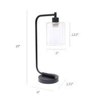 Simple Designs - Bronson Antique Style Industrial Iron Lantern Desk Lamp with Glass Shade - Black - Alternate Views