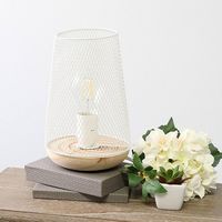 Simple Designs - Wired Mesh Uplight Table Lamp - White - Alternate Views